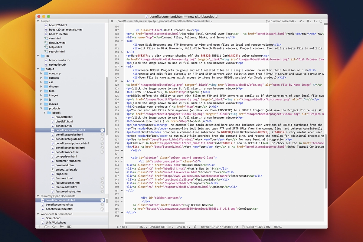 BBEdit screenshot 2
