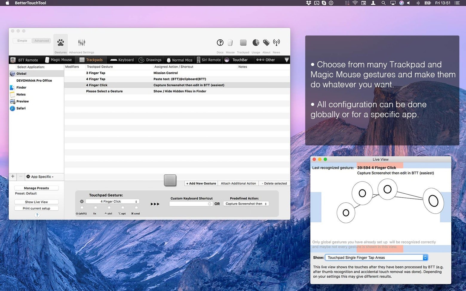 BetterTouchTool screenshot 1