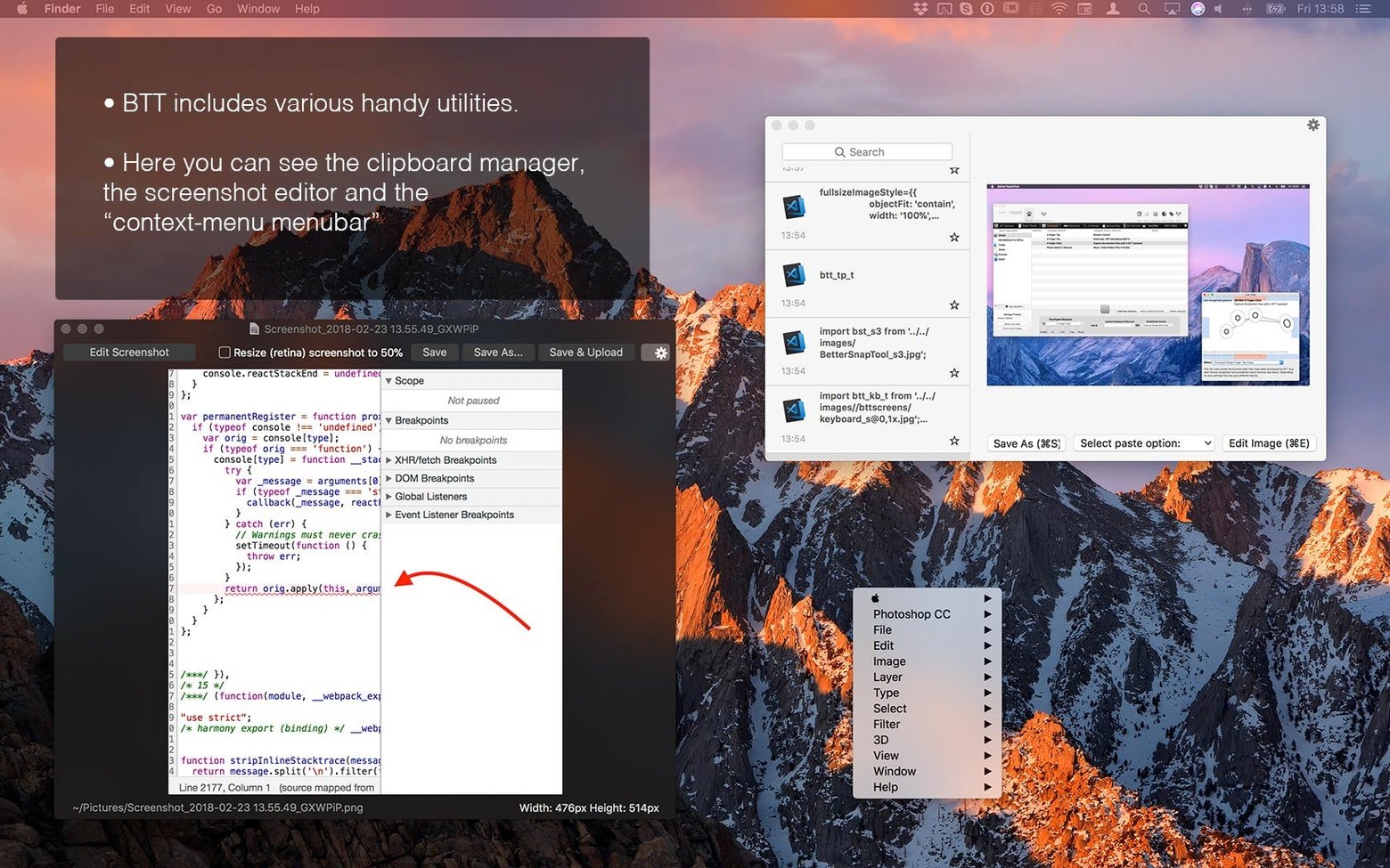 BetterTouchTool screenshot 2